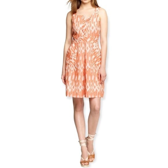 J.Crew Orange & Ivory Caroline Textured Dress in Ikat - Picture 1 of 9